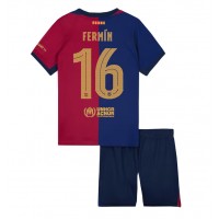 Maglie da calcio Barcelona Fermin Lopez #16 Prima Maglia Bambino 2024-25 Manica Corta (+ Pantaloni corti)